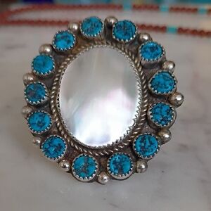 Turquoise and Silver Oval Ring